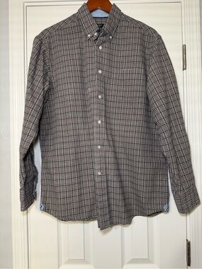 cremieux plaid men’s size large button down long sleeve shirt 100% cotton